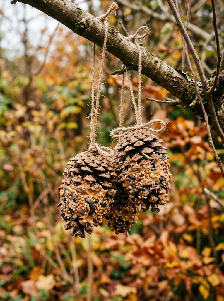 Pine cone bird feeder activity